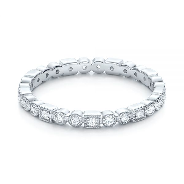 18k White Gold Diamond Stackable Eternity Band - Flat View -  101925