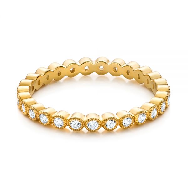 18k Yellow Gold Diamond Stackable Eternity Band - Flat View -  101930