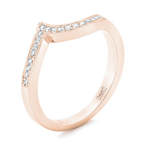 18k Rose Gold 18k Rose Gold Diamond Wedding Band - Three-Quarter View -  102331