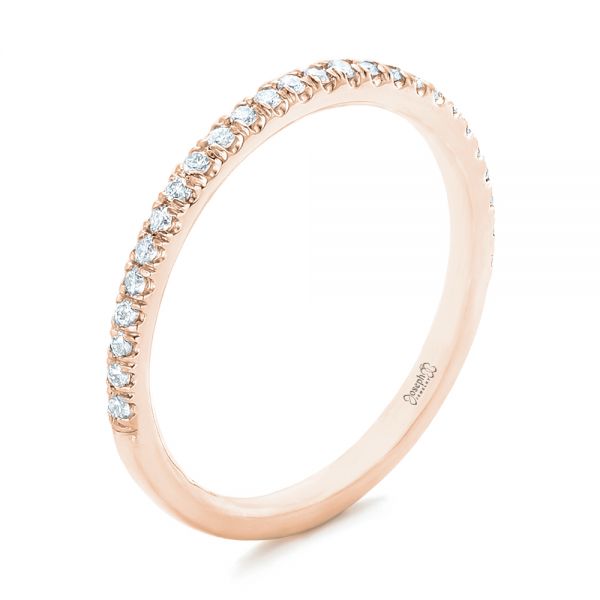 18k Rose Gold 18k Rose Gold Diamond Wedding Band - Three-Quarter View -  102822