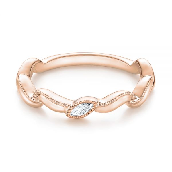 18k Rose Gold And 18K Gold 18k Rose Gold And 18K Gold Diamond Wedding Band - Flat View -  103109