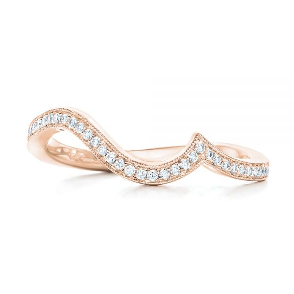 18k Rose Gold 18k Rose Gold Diamond Wedding Band - Top View -  102232