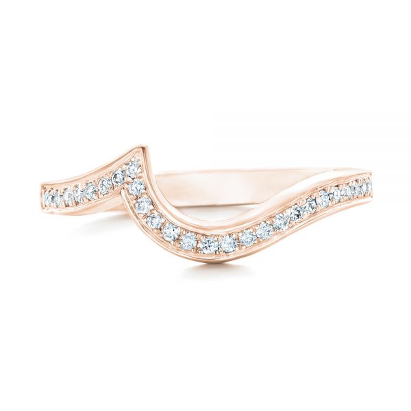 18k Rose Gold 18k Rose Gold Diamond Wedding Band - Top View -  102331