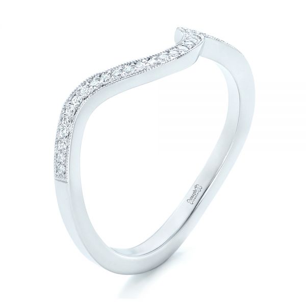 14k White Gold Diamond Wedding Band - Three-Quarter View -  102232