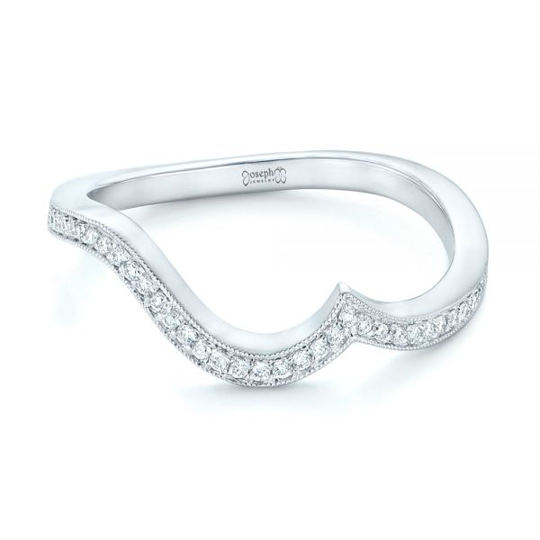 14k White Gold Diamond Wedding Band - Flat View -  102232