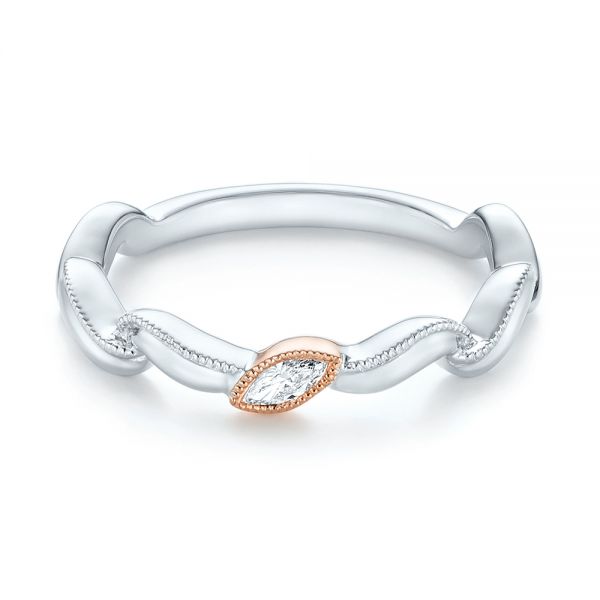 18k White Gold And 18K Gold Diamond Wedding Band - Flat View - 103109