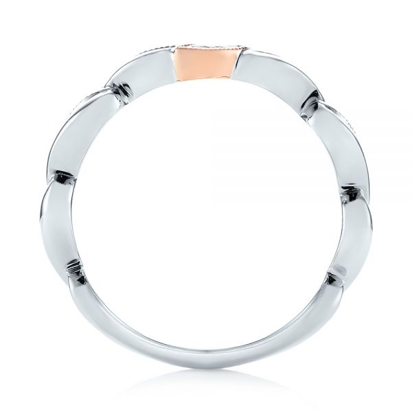 18k White Gold And 18K Gold Diamond Wedding Band - Front View - 103109