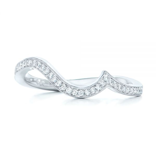 14k White Gold Diamond Wedding Band - Top View -  102232