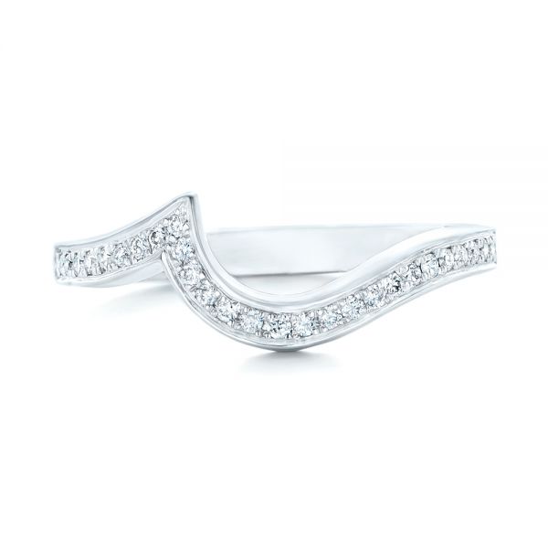 14k White Gold Diamond Wedding Band - Top View - 102331
