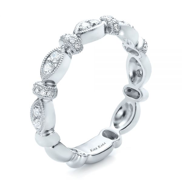 Platinum Diamond Wedding Ring - Kirk Kara - Three-Quarter View -  100666