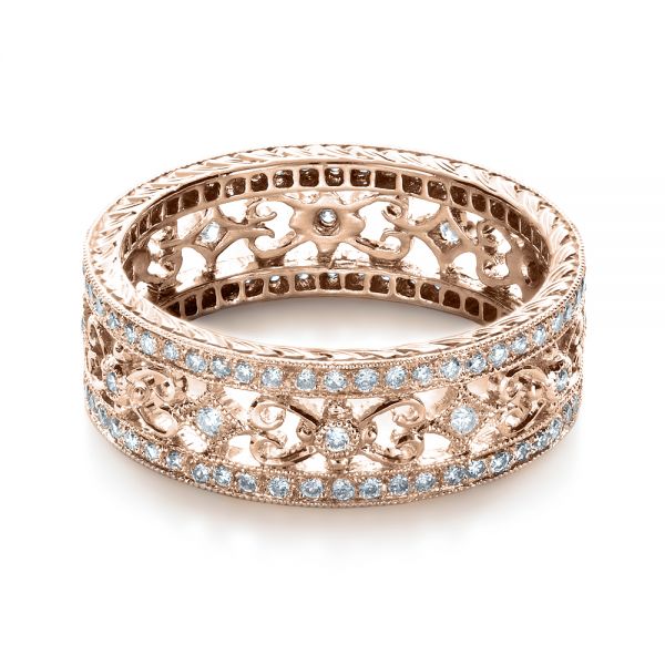 18k Rose Gold 18k Rose Gold Diamond Women's Anniversary Band - Flat View - 1300