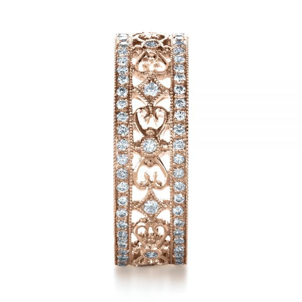 18k Rose Gold 18k Rose Gold Diamond Women's Anniversary Band - Side View -  1300