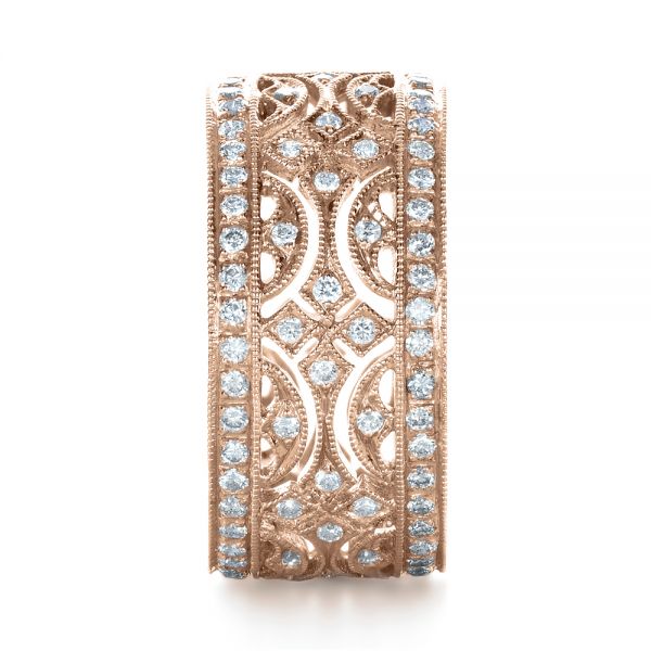 18k Rose Gold 18k Rose Gold Diamond Women's Anniversary Band - Side View -  1301