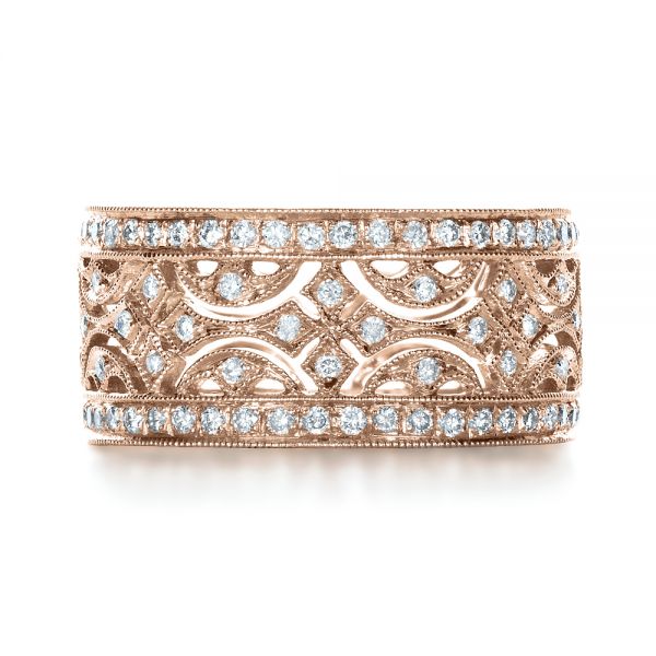14k Rose Gold 14k Rose Gold Diamond Women's Anniversary Band - Top View - 1301