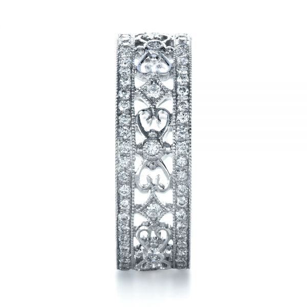 18k White Gold Diamond Women's Anniversary Band - Side View -  1300