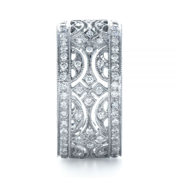 18k White Gold Diamond Women's Anniversary Band - Side View -  1301