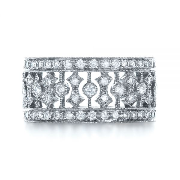 14k White Gold Diamond Women's Anniversary Band - Top View -  1299