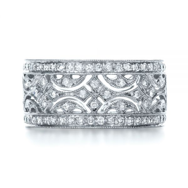 18k White Gold Diamond Women's Anniversary Band - Top View -  1301