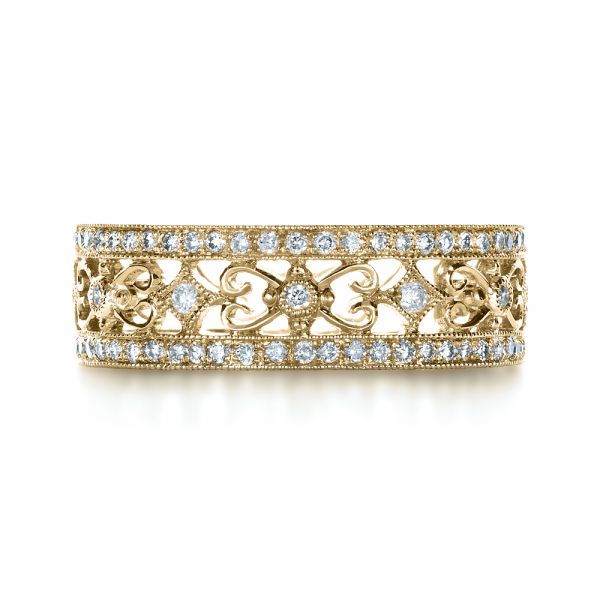 18k Yellow Gold 18k Yellow Gold Diamond Women's Anniversary Band - Top View - 1300