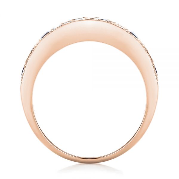 18k Rose Gold 18k Rose Gold Diamond And Blue Sapphire Anniversary Band - Front View -  101332