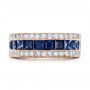 18k Rose Gold 18k Rose Gold Diamond And Blue Sapphire Anniversary Band - Top View -  101332 - Thumbnail