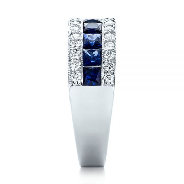  Platinum Platinum Diamond And Blue Sapphire Anniversary Band - Side View -  101332