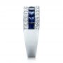 18k White Gold Diamond And Blue Sapphire Anniversary Band - Side View -  101332 - Thumbnail