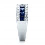 14k White Gold 14k White Gold Diamond And Blue Sapphire Anniversary Band - Side View -  101332 - Thumbnail