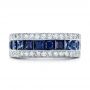 14k White Gold 14k White Gold Diamond And Blue Sapphire Anniversary Band - Top View -  101332 - Thumbnail