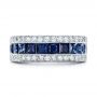 18k White Gold Diamond And Blue Sapphire Anniversary Band - Top View -  101332 - Thumbnail
