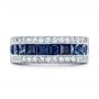  Platinum Platinum Diamond And Blue Sapphire Anniversary Band - Top View -  101332 - Thumbnail