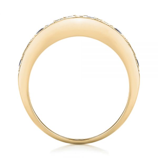 18k Yellow Gold 18k Yellow Gold Diamond And Blue Sapphire Anniversary Band - Front View -  101332
