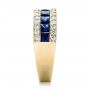 18k Yellow Gold 18k Yellow Gold Diamond And Blue Sapphire Anniversary Band - Side View -  101332 - Thumbnail