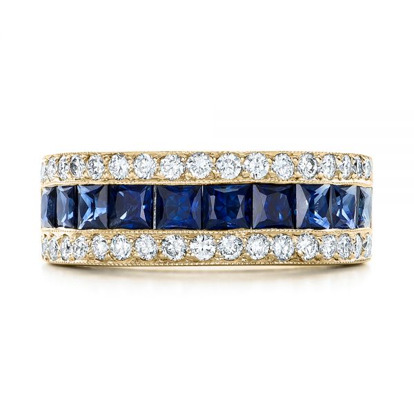 14k Yellow Gold Diamond And Blue Sapphire Anniversary Band #101332 ...