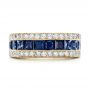 18k Yellow Gold 18k Yellow Gold Diamond And Blue Sapphire Anniversary Band - Top View -  101332 - Thumbnail