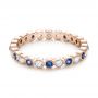 14k Rose Gold 14k Rose Gold Diamond And Blue Sapphire Stackable Eternity Band - Flat View -  101894 - Thumbnail
