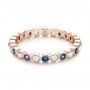 14k Rose Gold 14k Rose Gold Diamond And Blue Sapphire Stackable Eternity Band - Flat View -  101894 - Thumbnail