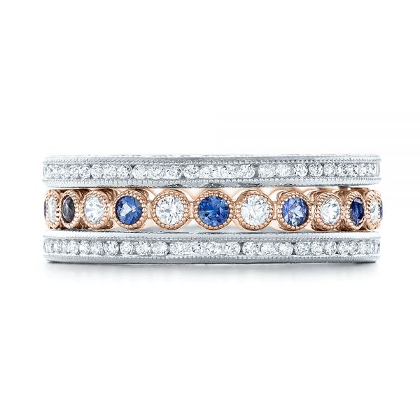 14k Rose Gold 14k Rose Gold Diamond And Blue Sapphire Stackable Eternity Band - Front View -  101894