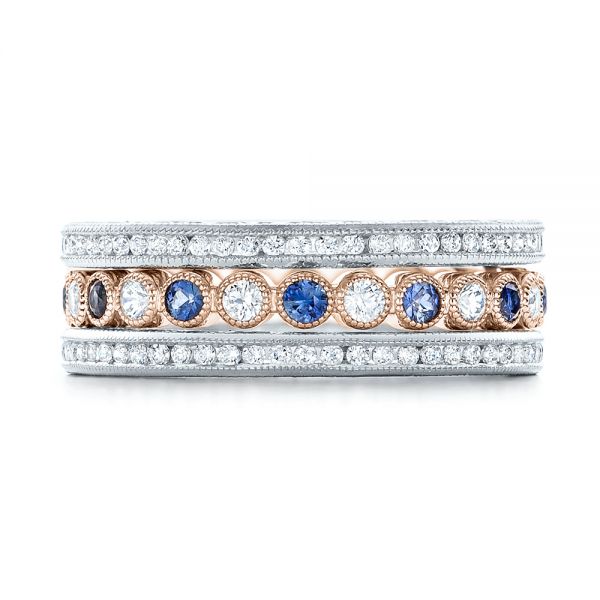 14k Rose Gold 14k Rose Gold Diamond And Blue Sapphire Stackable Eternity Band - Front View - 101894