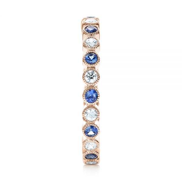 14k Rose Gold 14k Rose Gold Diamond And Blue Sapphire Stackable Eternity Band - Side View -  101894