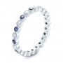 18k White Gold Diamond And Blue Sapphire Stackable Eternity Band - Three-Quarter View -  101894 - Thumbnail