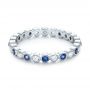 14k White Gold 14k White Gold Diamond And Blue Sapphire Stackable Eternity Band - Flat View -  101894 - Thumbnail