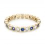18k Yellow Gold 18k Yellow Gold Diamond And Blue Sapphire Stackable Eternity Band - Flat View -  101894 - Thumbnail