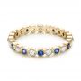 14k Yellow Gold 14k Yellow Gold Diamond And Blue Sapphire Stackable Eternity Band - Flat View -  101894 - Thumbnail