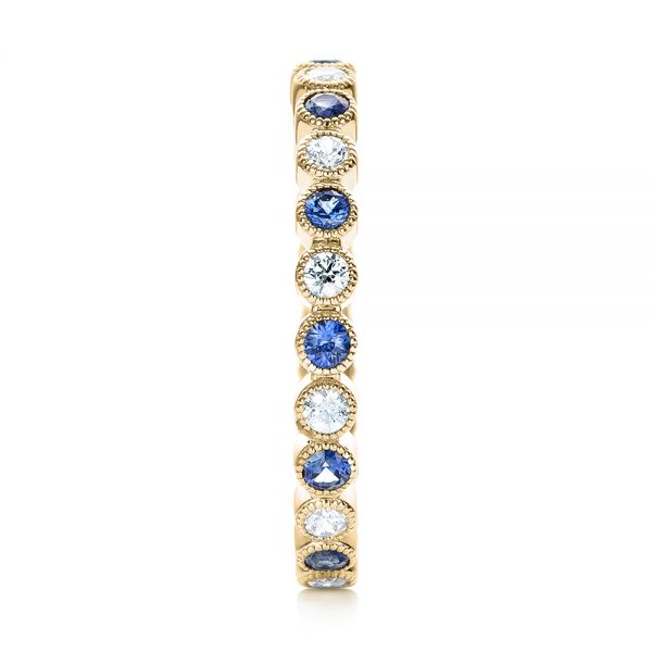 18k Yellow Gold 18k Yellow Gold Diamond And Blue Sapphire Stackable Eternity Band - Side View -  101894