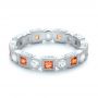 14k White Gold 14k White Gold Diamond And Orange Sapphire Stackable Eternity Band - Flat View -  101910 - Thumbnail