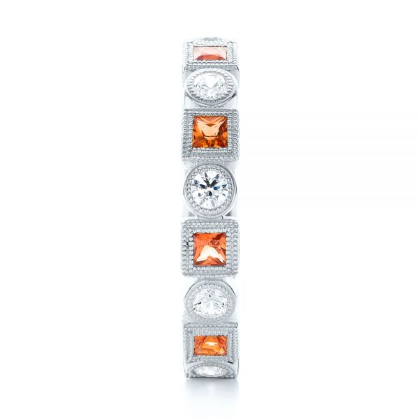 Platinum Platinum Diamond And Orange Sapphire Stackable Eternity Band - Side View - 101910