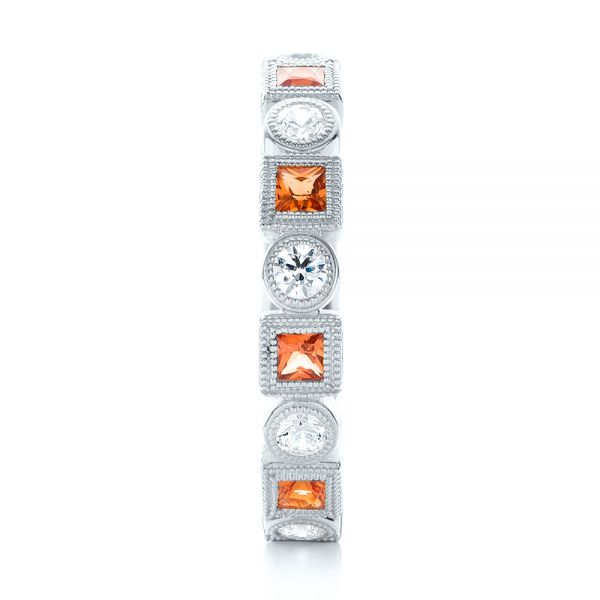  Platinum Platinum Diamond And Orange Sapphire Stackable Eternity Band - Side View -  101910