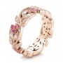 14k Rose Gold And Platinum 14k Rose Gold And Platinum Diamond And Pink Sapphire Organic Stackable Eternity Band - Three-Quarter View -  101919 - Thumbnail