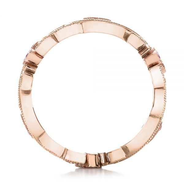 18k Rose Gold And 18K Gold 18k Rose Gold And 18K Gold Diamond And Pink Sapphire Organic Stackable Eternity Band - Front View - 101919